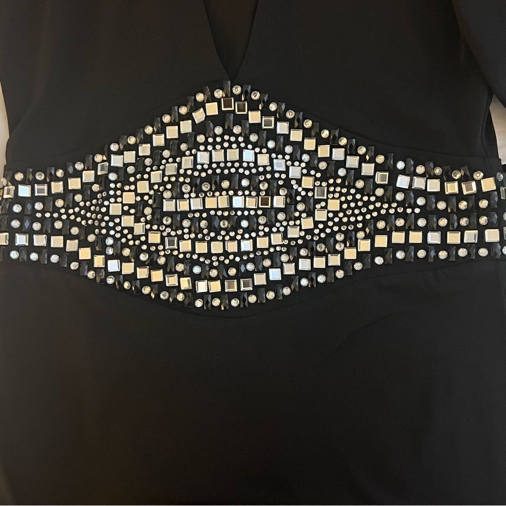 Kiki Riki Jewel Embellished Sheer Sleeve Choker Bodycon Dress, Size Medium Black - Picture 12 of 17